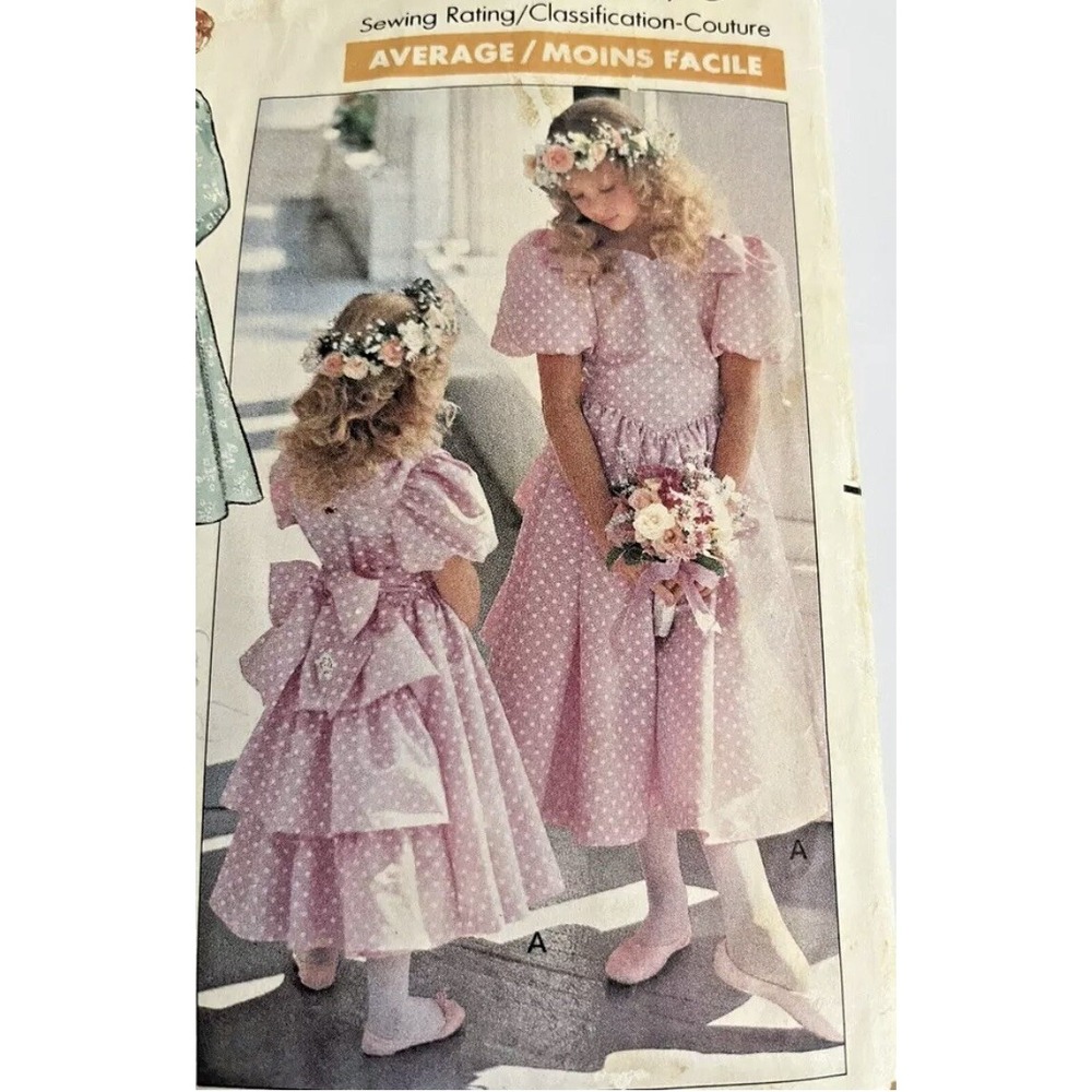Vintage Butterick 3038 Sewing Pattern Girls Dress Size 4 5 6 Flower Girl Cut